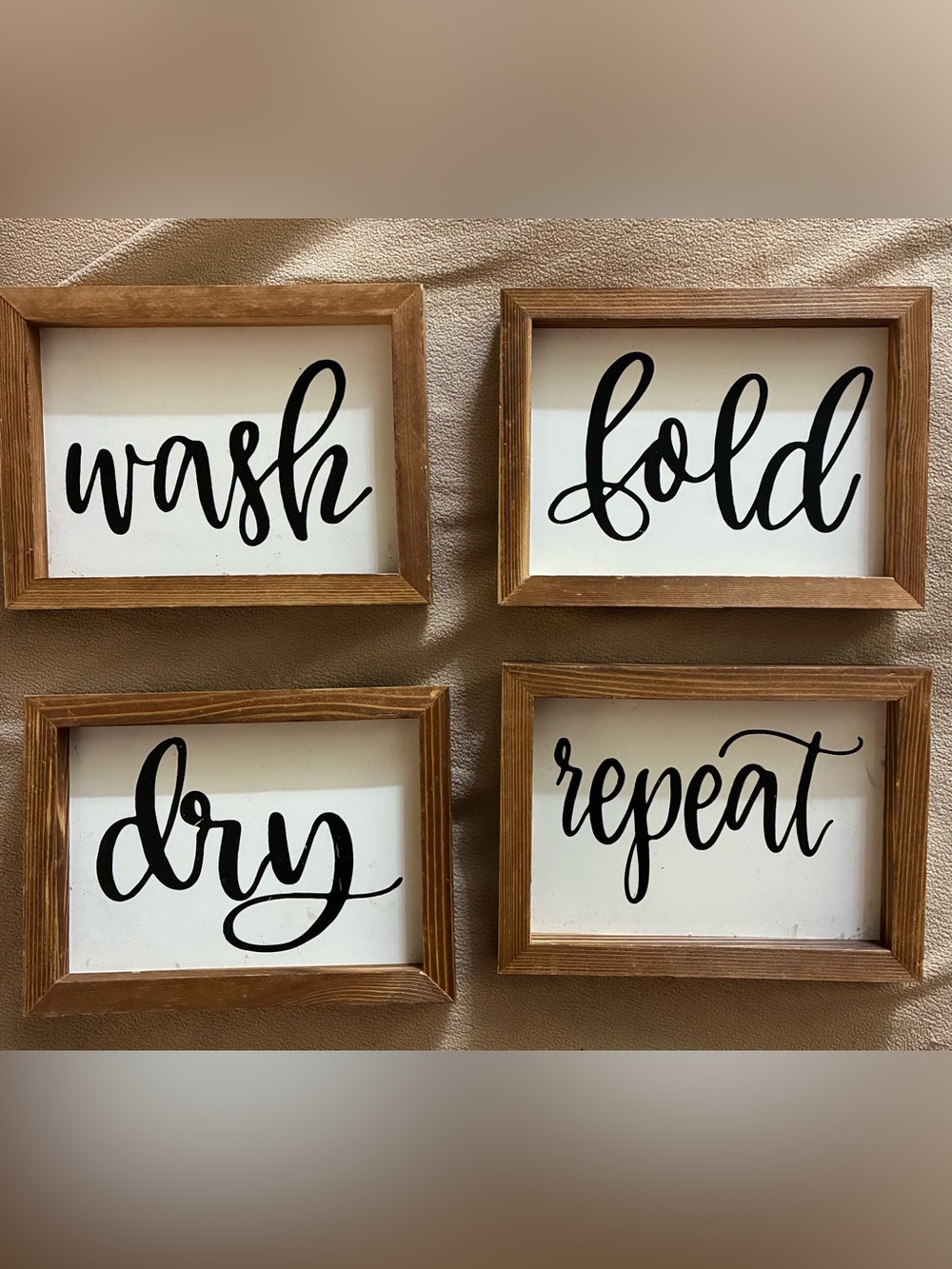 Wood Frame Wall Sign Set for Laundry Room